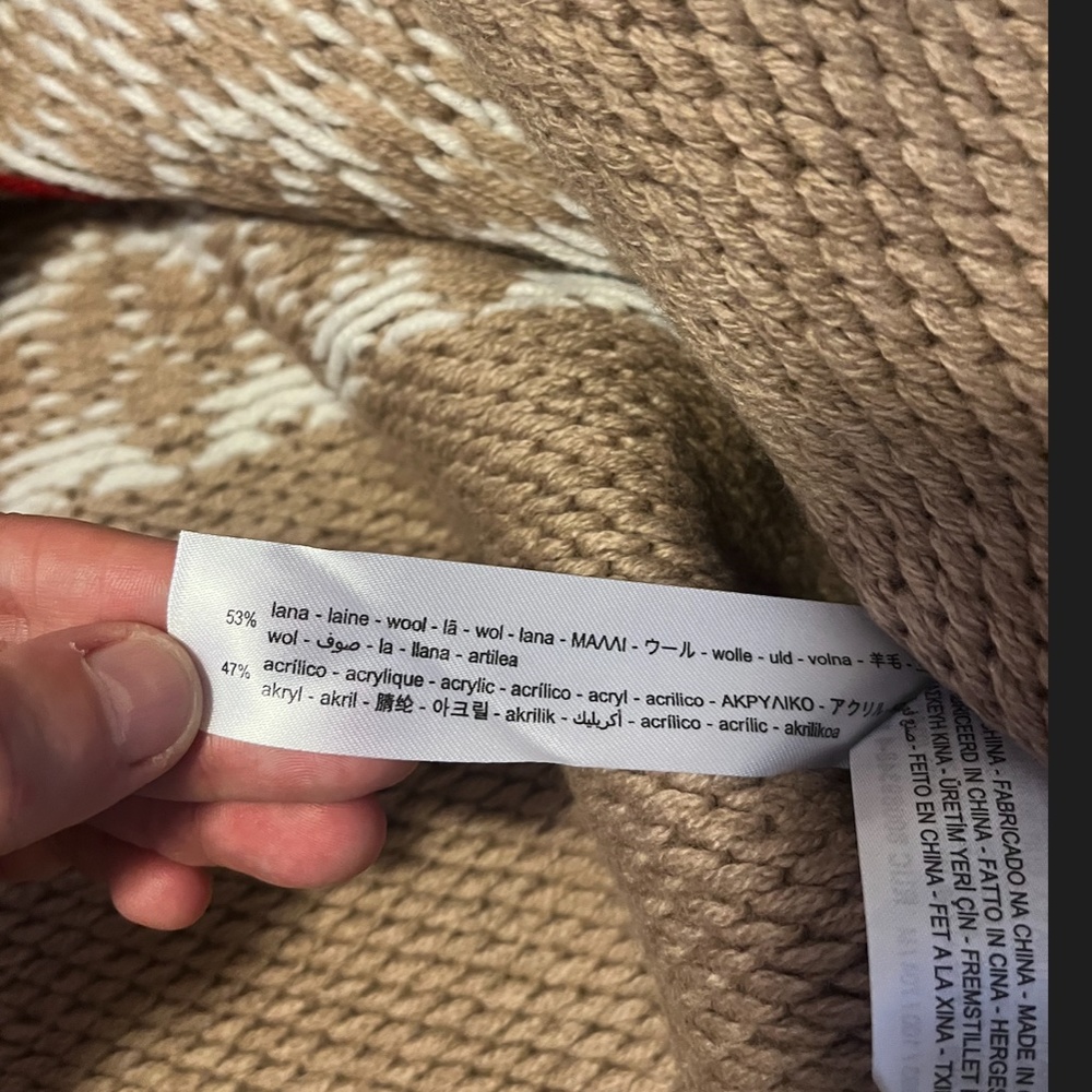 Zara limited edition brown camel Fair Isle wool jacquard poncho sweater … - Picture 12 of 14